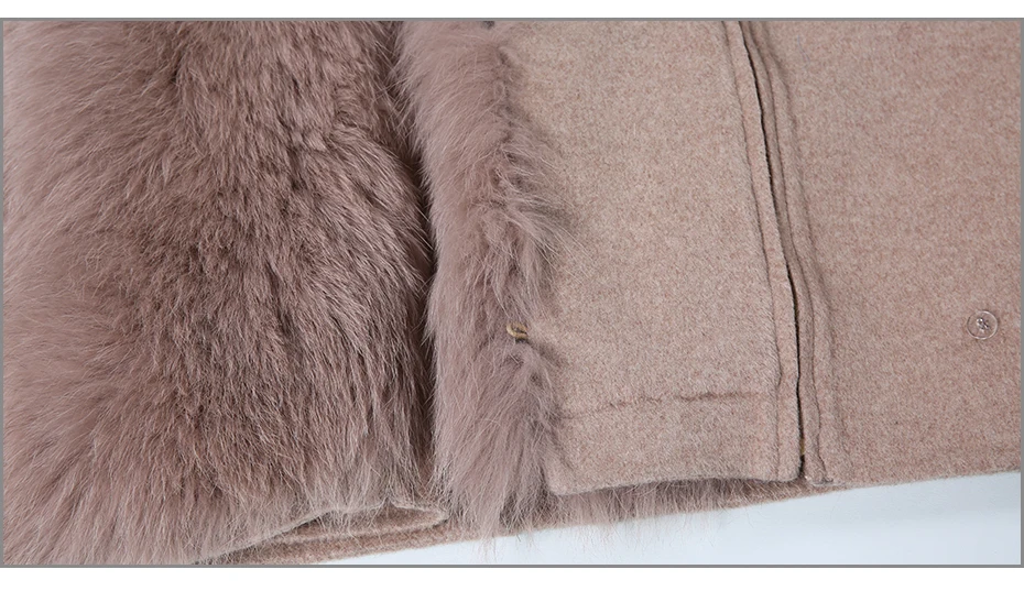 JELUDA Hot Sale Cashmere Coat Women Scarf Collar With Natural Real Fox Fur Real Fur Coat Genuine Leather Jacket Women Overcoat