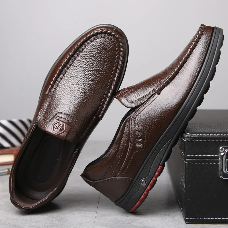 

Plus Size 38-48 2019 New Genuine Leather Men's Shoes Soft Leather Anti-slip Shoes Driving Leather Men's Spring Shoes Male