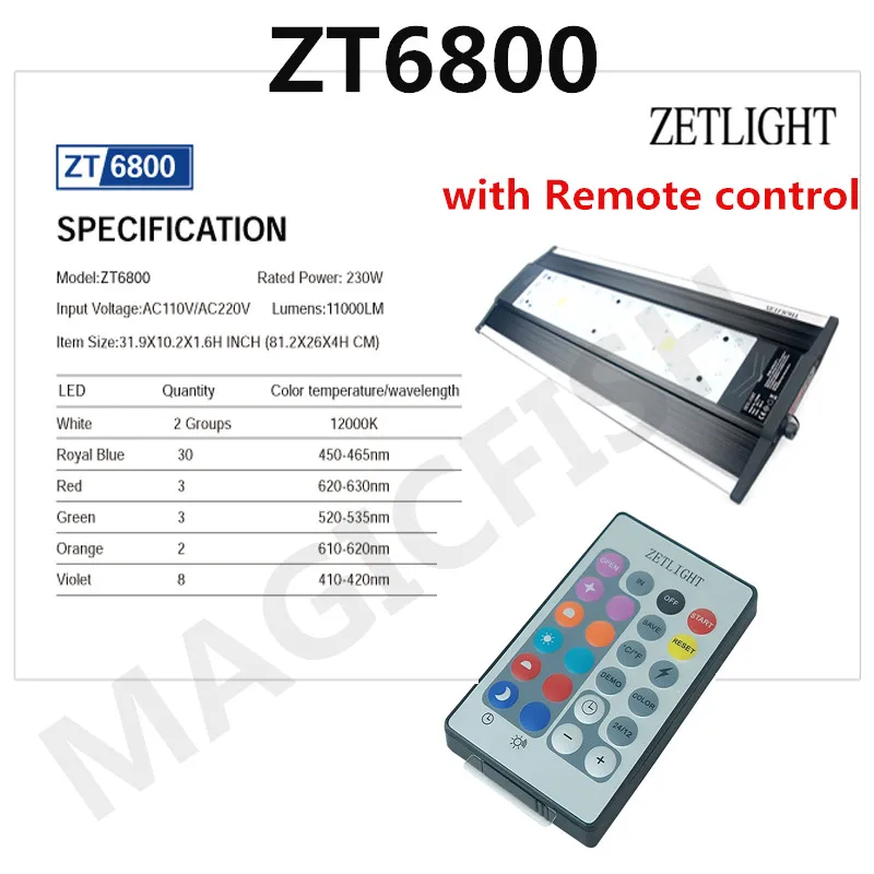 ZET светильник светодиодный для аквариума, светильник для аквариума, ZT-6800 ZT-6800C коралловые лампы для аквариума - Цвет: ZT6800
