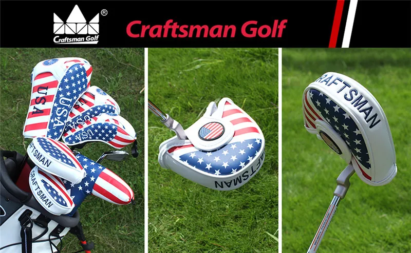 Craftsman США флаг Mallet Putter Обложка кожаный чехол клюшки для гольфа головные уборы магнитная застежка