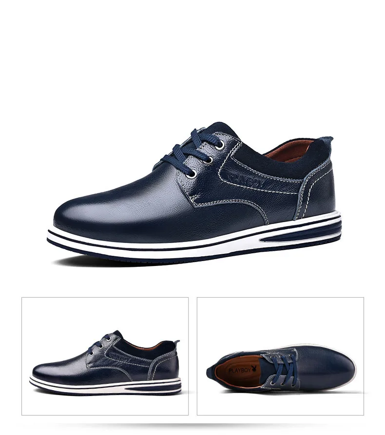 PLAYBOY/ г. весенне-осенняя повседневная обувь мужские оксфорды из натуральной кожи на шнуровке, модная мужская обувь свадебные туфли, DA75115