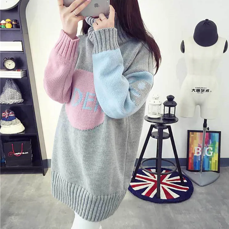 Весенне-осенняя одежда пуловер Женский вязаный свитер водолазка элегантный с