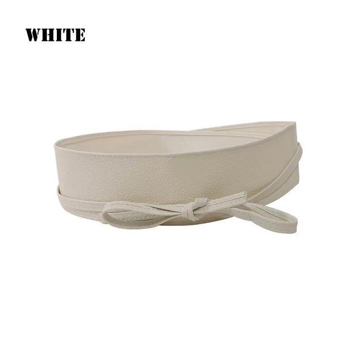 White 1 шт. горячая распродажа Новые Модные женские кожаные обертывающиеся Корсеты с высокой талией широкое платье с длинным бантом пояс из искусственной кожи - Цвет: White