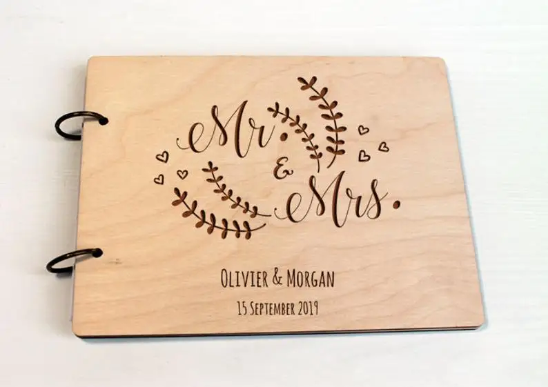 Свадебная Гостевая книга гостевая мистер миссис деревянная книга|Гостевая