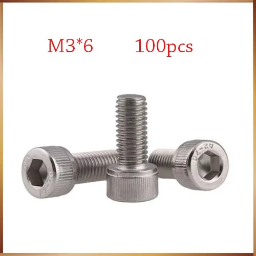 Бесплатная доставка 100 шт. M1.6/M2/M2.5/M3/M4 DIN912 304 Шестигранная головка с шестигранной