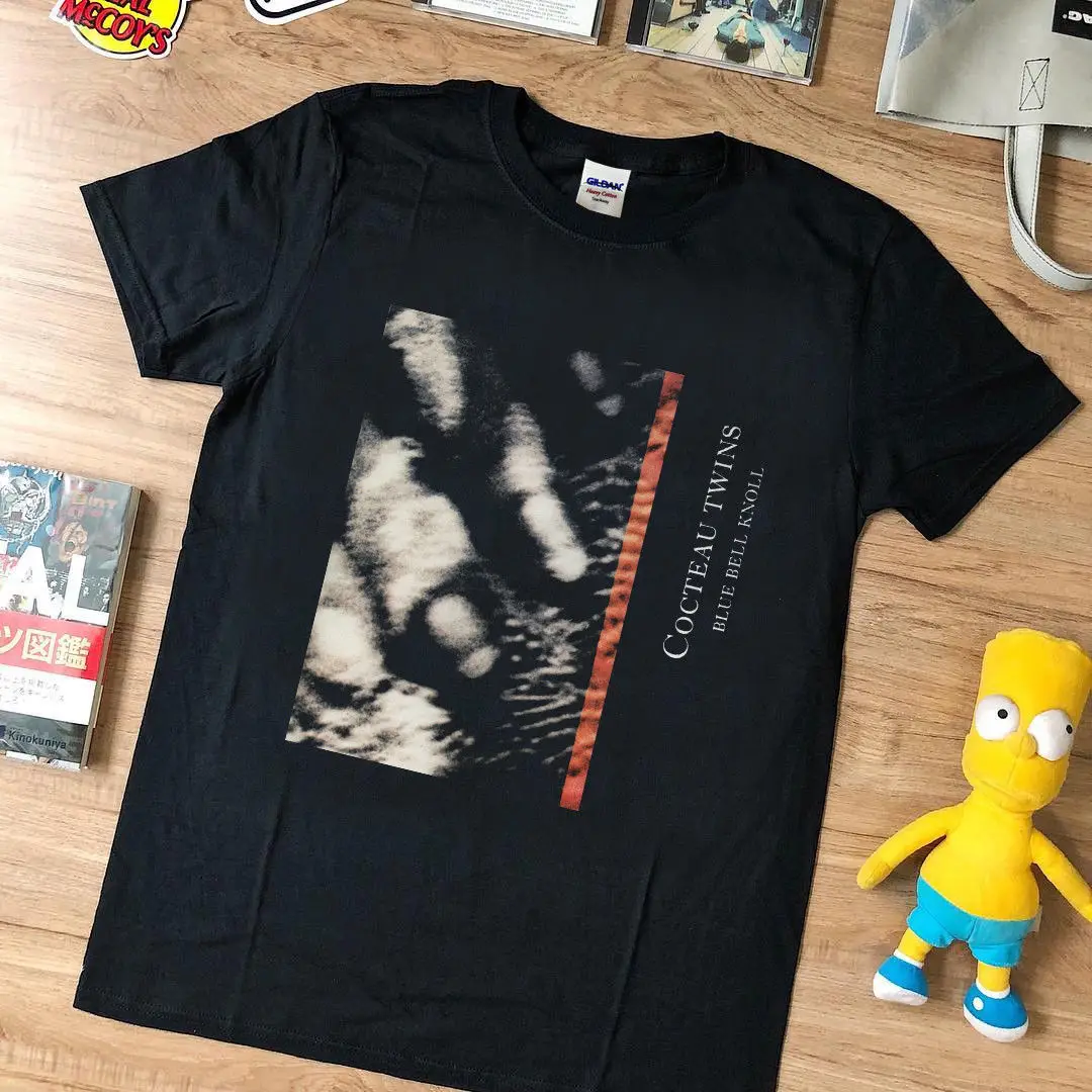 VTG редкая футболка COCTEAU TWINS BLUE BELL KNOLL 1988 Топ черный перепринт США sz дешевые оптом