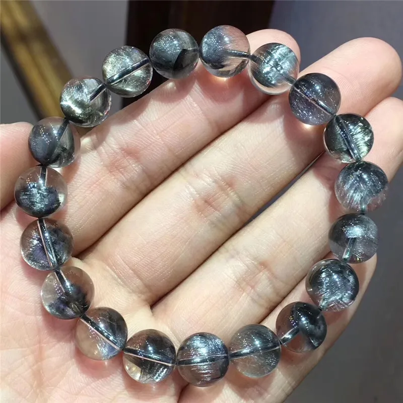 Натуральный Платиновый Серебряный рутилированный кварцевый браслет 10 1 мм из