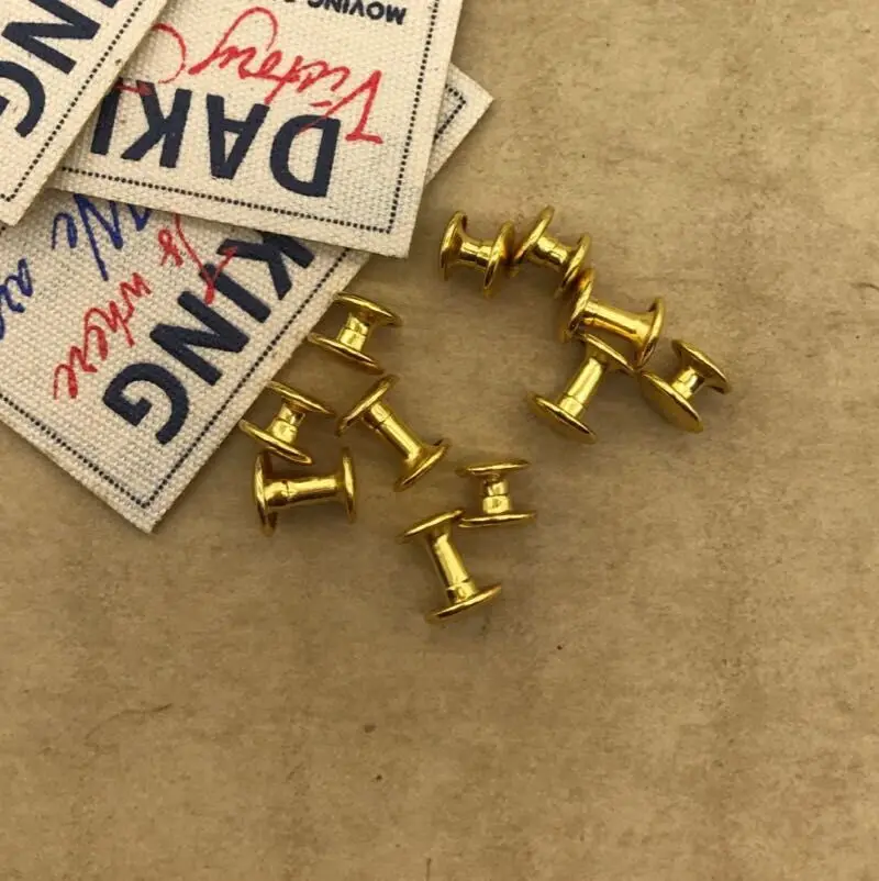 Двойная круглая крышка из золотой латуни Быстрая заклепка в стиле панк рок