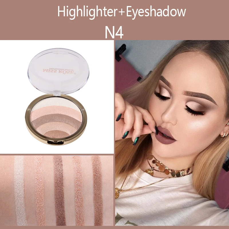 4 MISS ROSE Профессиональный Хайлайтер для макияжа 10 цветов Радужный Хайлайтер для лица Тени для век осветитель контур лица Румяна Пудра - Цвет: 4