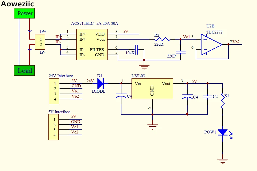Aoweziic 0-20 А ACS713ELCTR-20A ACS713 20A модуль датчик тока 0 1 В/1 источник питания 5 В или 24 |