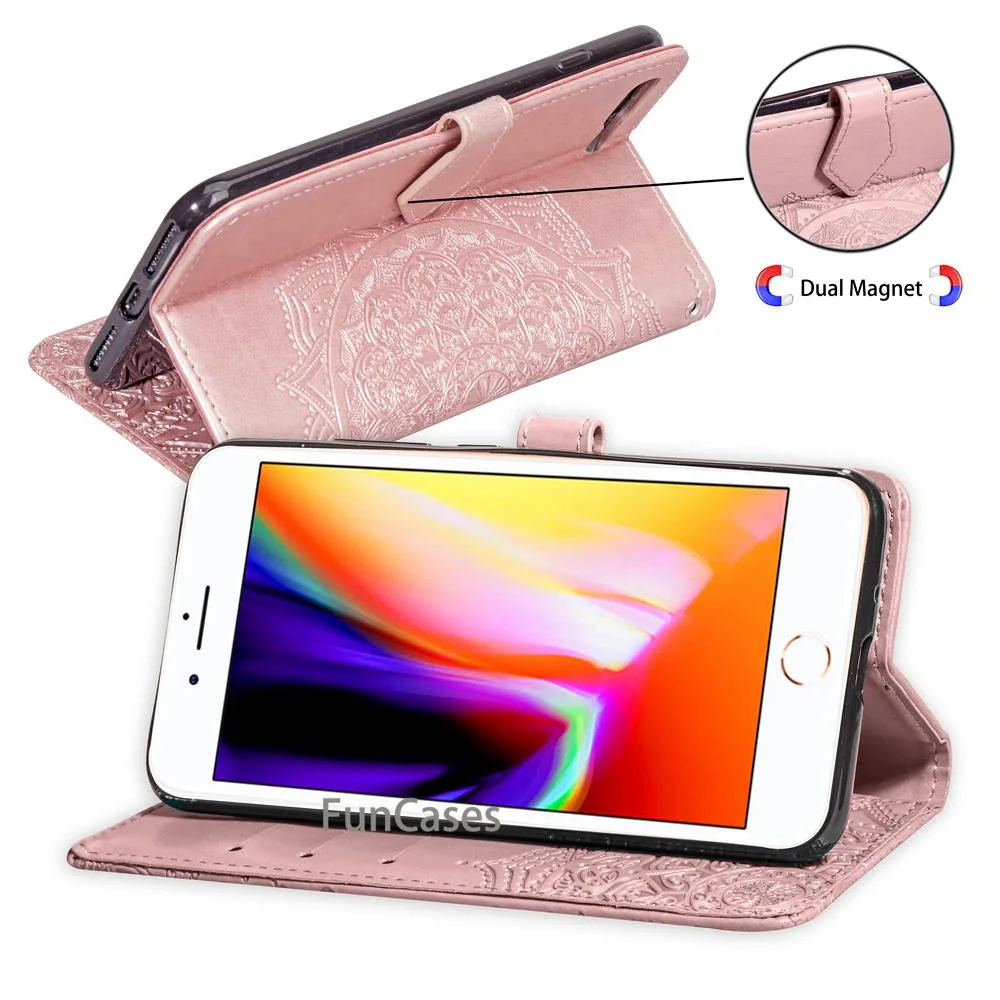 Кожаный флип-бумажник чехол для iPhone 7 8 Plus флип-чехол телефона Coques Funda задняя