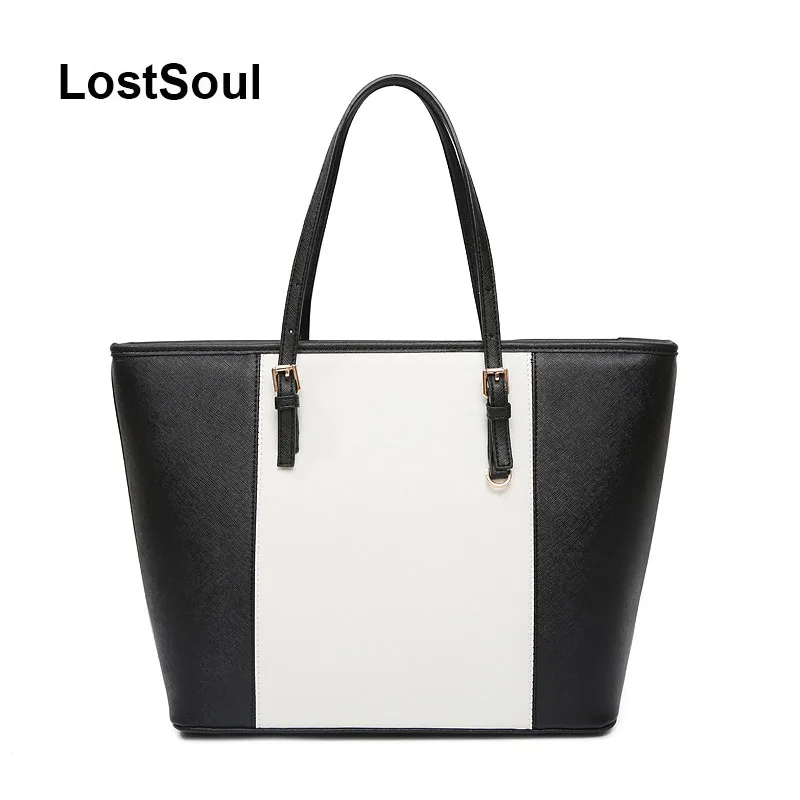 

LostSoul toothpick stripes Top-Handle bags designer women leather handbags ladies famous brands fashion totes black and white