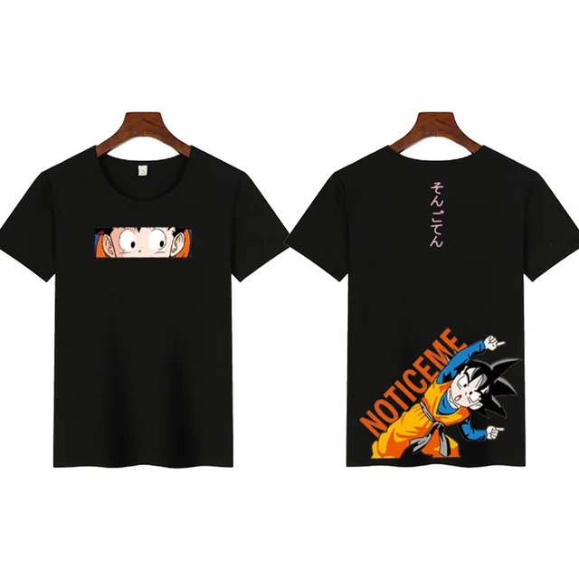 Черный Dragon Ball Super Saiyan Goku Vegeta, футболка с принтом, мужская, женская, парная, для влюбленных, аниме, футболка, Harajuku, хлопковые футболки размера плюс - Цвет: Черный