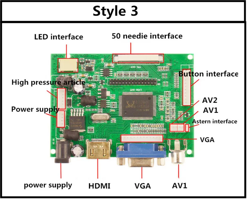 Плата контроллера LCD TTL LVDS HDMI VGA 2AV 50PIN для платы драйвера 7300101463 1024*600 | Компьютеры и