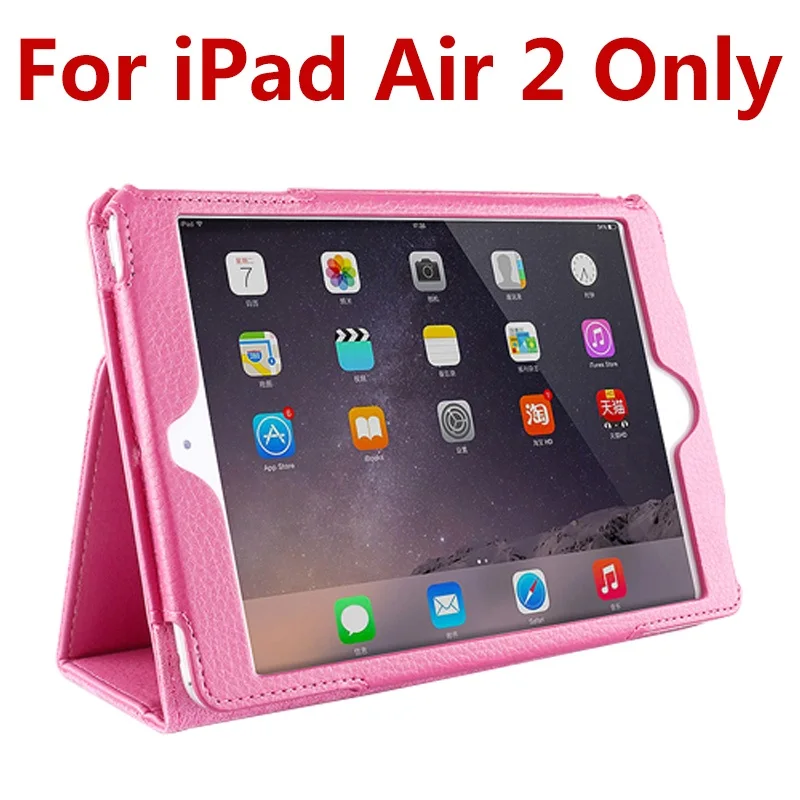 for Air 2 Rose Red Чехол для iPad Air 2, GARUNK, Матовый кожаный флип-чехол из личи, смарт-подставка, защитный чехол для iPad 2/3/4, iPad 6, Аксессуары для планшетов - Цвет: for Air 2 Rose Red