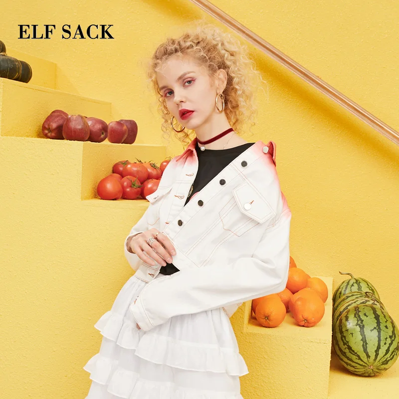 ELFSACK,, весенние женские куртки, пэтчворк, однобортный, полный, для женщин, хлопок, верхняя одежда, пальто большого размера, женские куртки