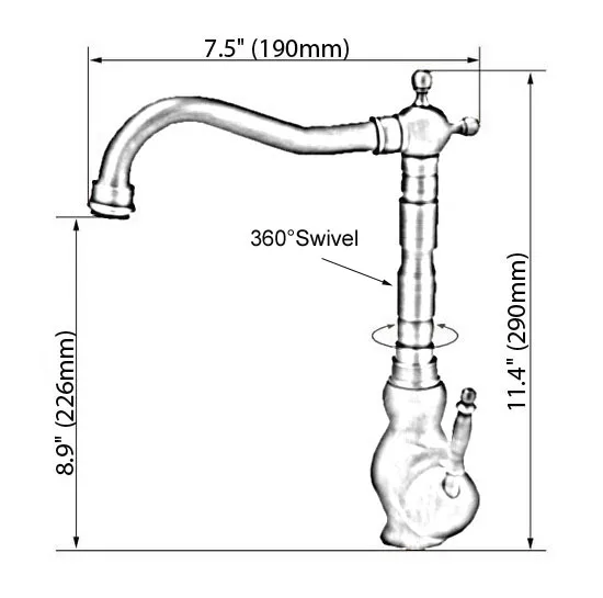 Винтажный Ретро Антикварный латунный кран с одной ручкой и одним отверстием для
