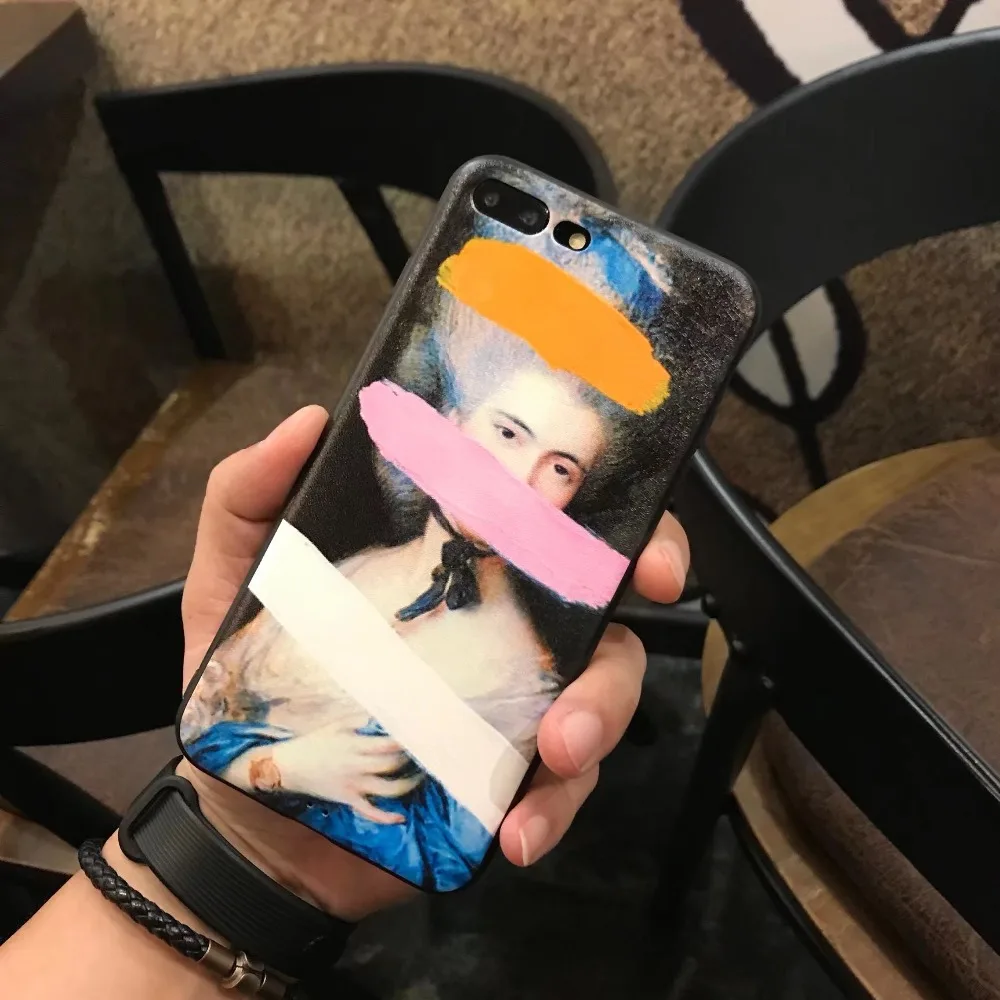 ORYKSZ For iPhone X Case Fashion Oil Painting Patterned Phone Cover 6 6s 7 8 plus Anti knock Cases |
