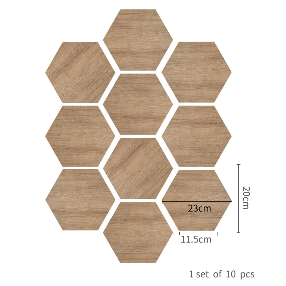 Assorted Color 10 шт. Шестигранная плитка наклейка ПВХ стикер на стену самоклеющаяся напольная наклейка - Цвет: Assorted Color