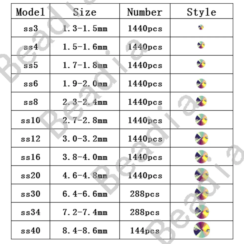 Стразы SS5 1440 шт./лот Хрустальное стекло блестящие стразы с плоской задней