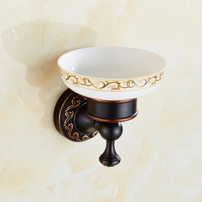 Soap Dishes Solid Brass Antique Bronze Finishing Square Ceramic Dish Holder Box Bathroom Accessories DG-8305F | Обустройство дома