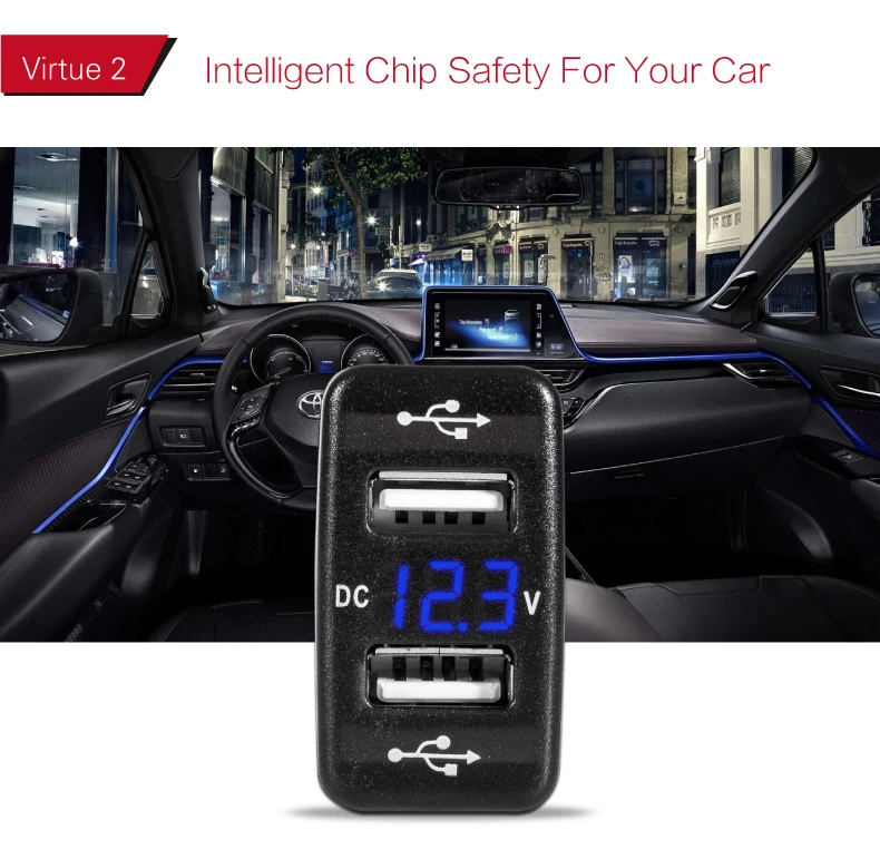 Для Toyota 2 зарядных порта USB для автомобиля разъем Мощность DC 5V 24V Dual Автомобильное