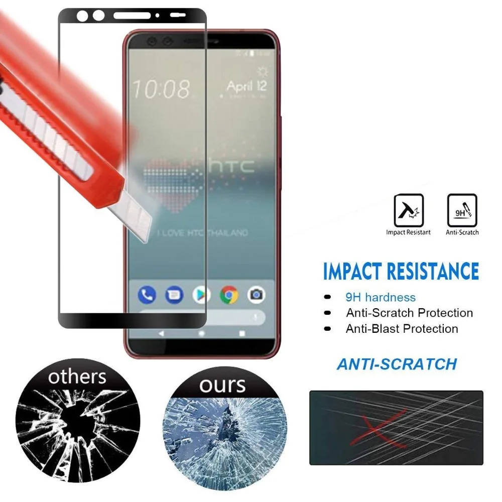 Полное покрытие закаленное стекло для HTC M10 Desire 12S 19 Защита экрана U19E U12 Life D19 U11 PLUS