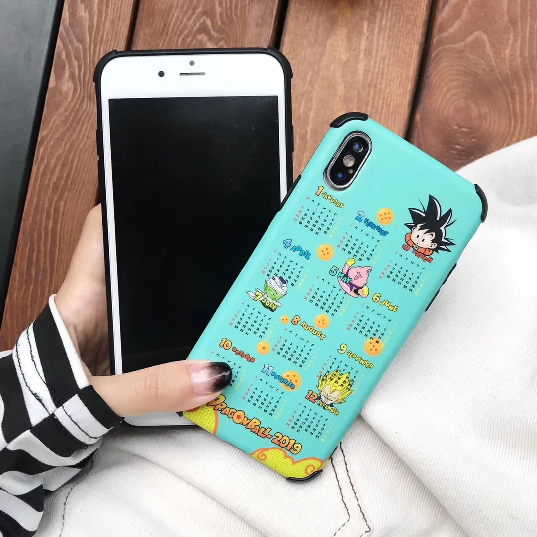 NEW 2019 Calendar Dragon Ball GoKu protection Phone Case For iPhone 7 8 6 6s Plus X Xs Max Xr 10 Liquid silicone Cover Fundas |