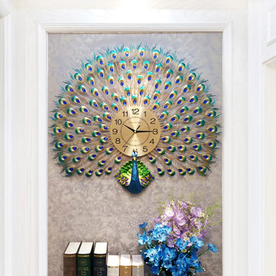 Peacock Modern Wall Clock Living Room Creative Metal Digital Decor Reloj Home Decoration Accessories 50C0038 | Дом и сад