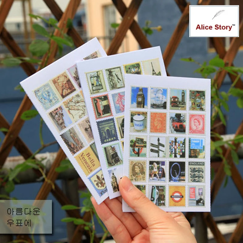 9 вариантов наклеек с наклейками для декорации в литературном и этническом стиле