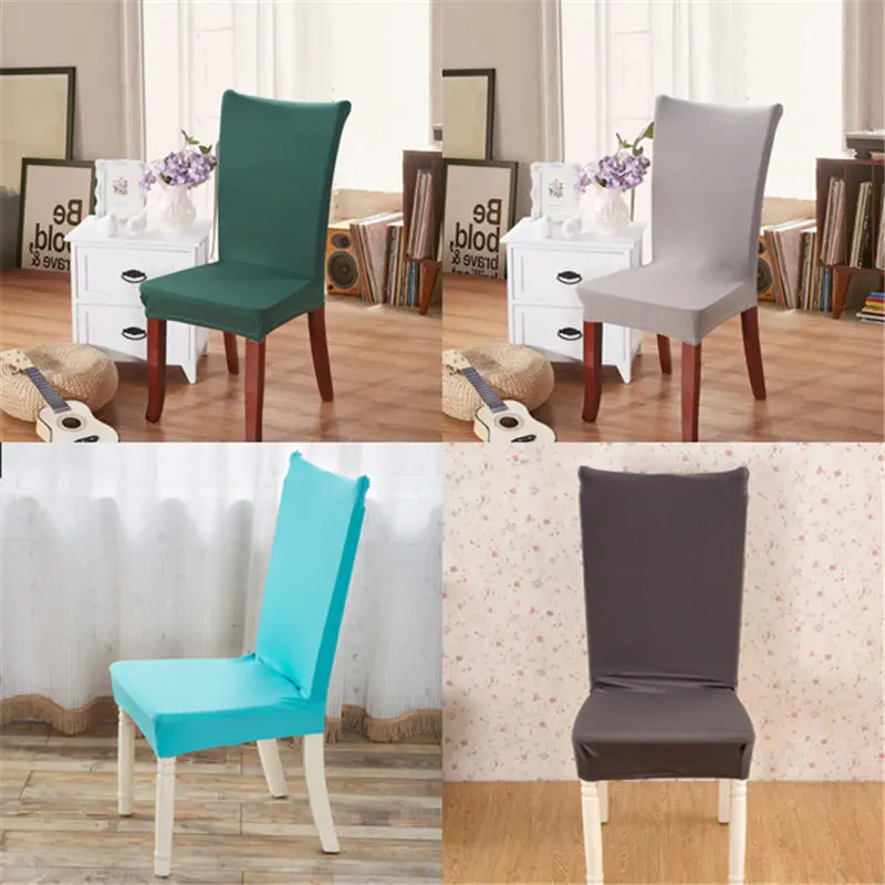 

Home Textile Solid Colors Polyester Spandex Dining Chair Covers For Wedding Party Chair Cover Brown Dining Chair Seat Covers