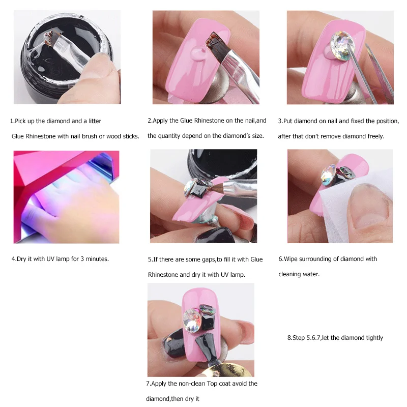 Ellwings 8 мл УФ светодиодный гель для приклеивания страз клей прозрачный лак ногтей