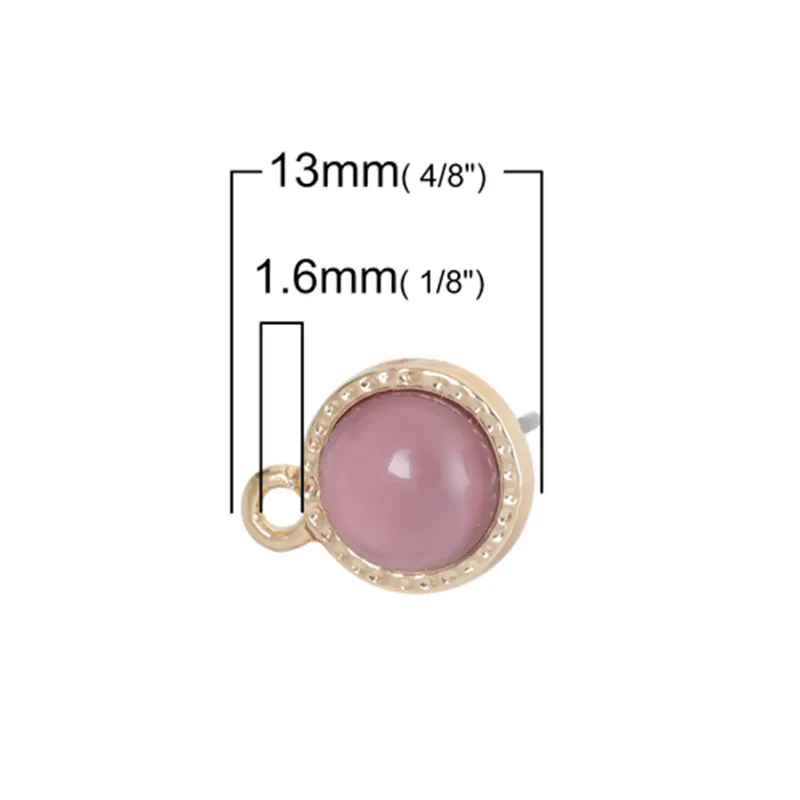 DoreenBeads сплав на основе цинка и акриловые серьги гвоздики для ушей круглые золотые