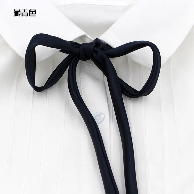 Navy Blue 9 цветов, Мода, JK, галстук-бабочка для женщин, японский стиль, галстук, Одноцветный, самогалстук, черный, красный, сиреневый, голубой, розовый, стримеры для униформы - Цвет: Navy Blue