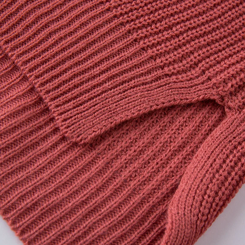 Осенне-зимний Однотонный свитер со шнуровкой и v-образным вырезом женская