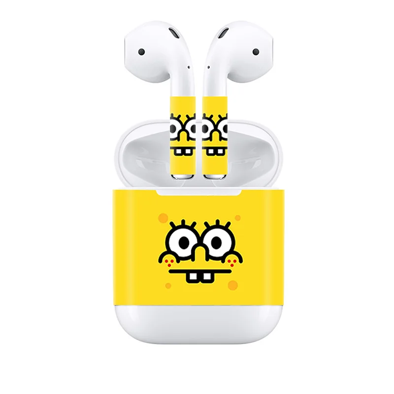 Съемный декоративный стикер для кожи AirPods с изображением попугая и паука