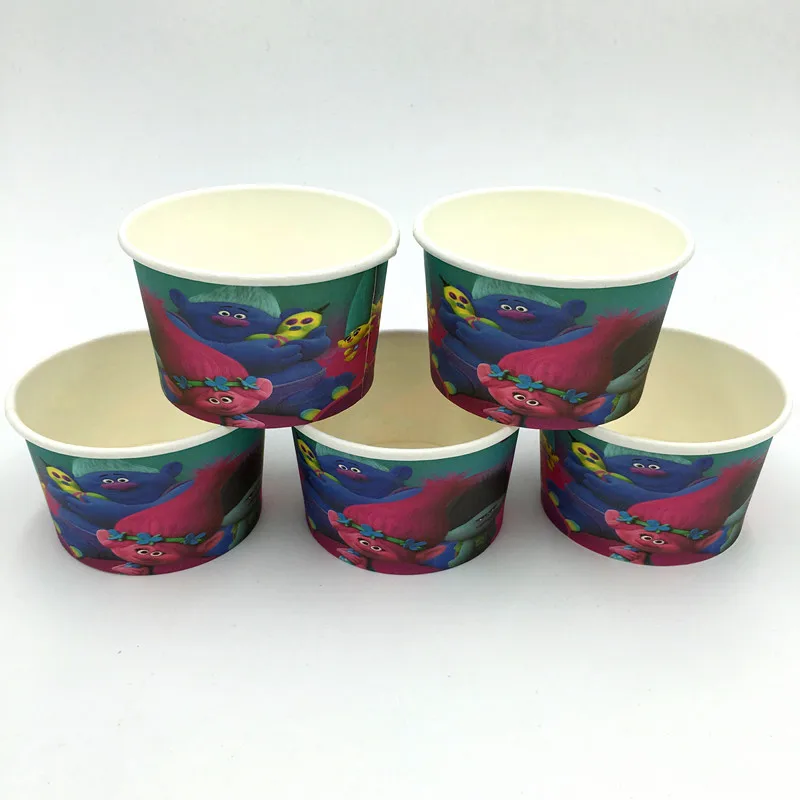 10pcs/lot trolls ice cream cup bowls disposable factory selling party supplies | Дом и сад