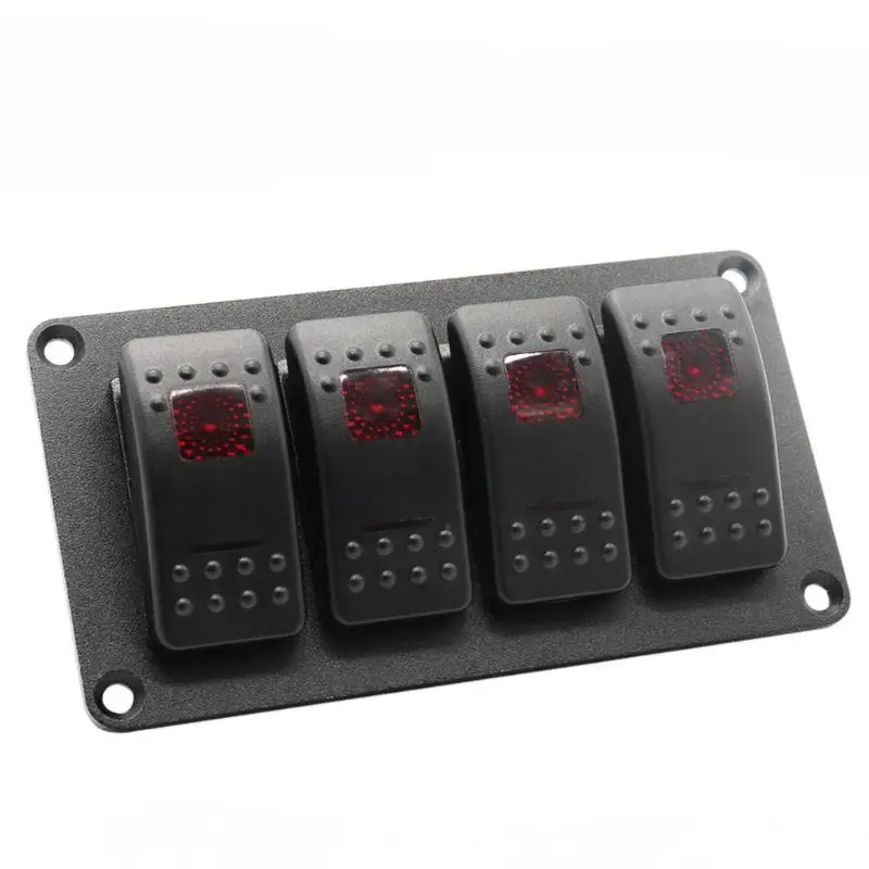 Красный 12 V/24 V морской лодки RV 4-Gang светодиодный на включения/выключения Кулисный пульт управления с помощью переключателя автомат защити цепи б/у - Цвет: Красный