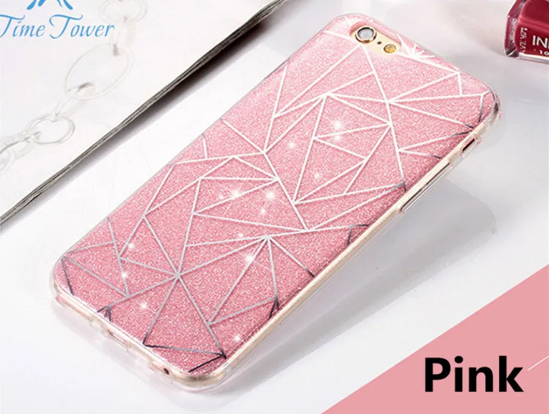 For iPhone X 7 Plus 6 6S 8 Case Cover Glitter Powder Silver Rhombus Soft TPU Phone Cases Capa |