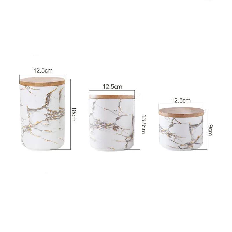 

Nordic Ceramic Storage Tank Wooden Cover Jar Dried Fruit Candy Food Miscellaneous Grains Tea Office Desk Storage Cans Organizer