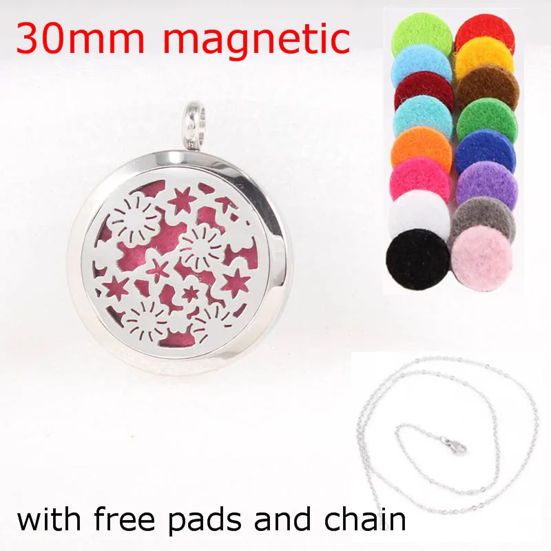 

Fashion Flowers With Stars Essential Oils Diffuser Locket Pendant Stainless Steel Perfume Locket Pendant