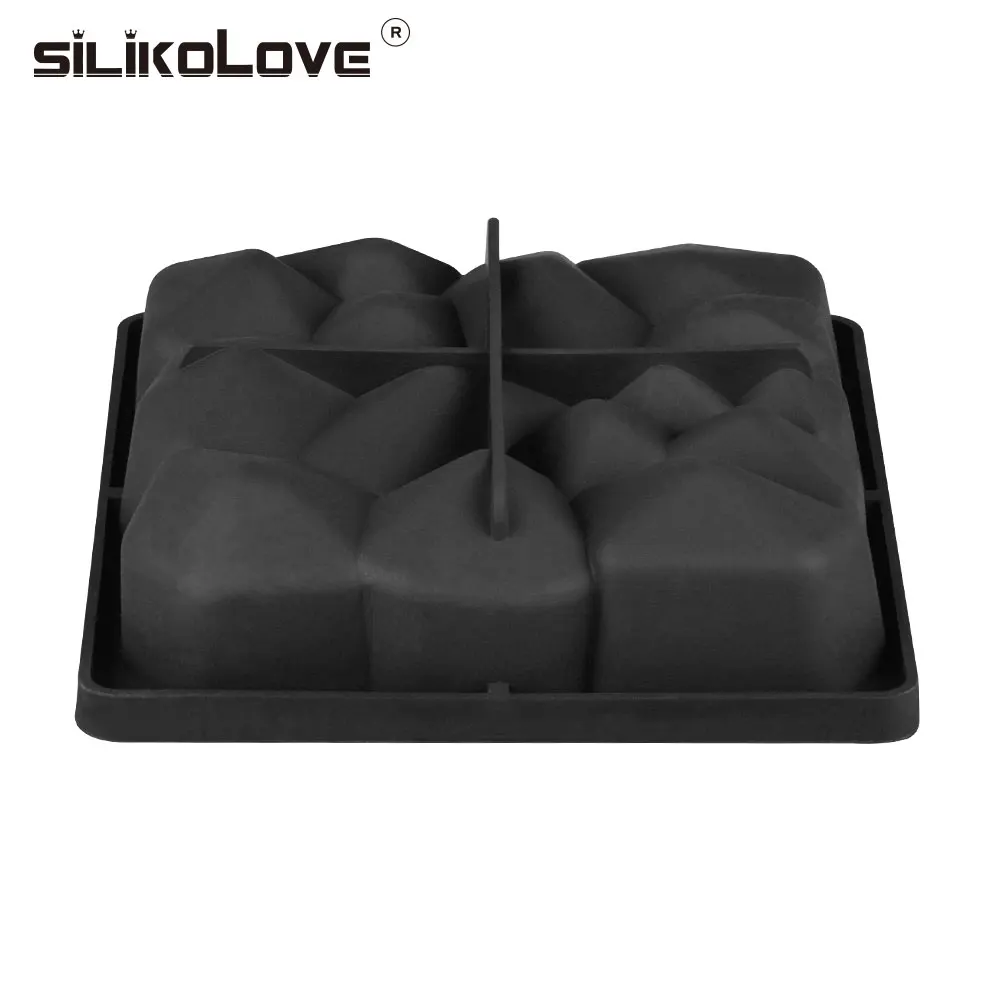 Силиконовая форма SILIKOLOVE для украшения торта в виде квадратных камней 3d Муса