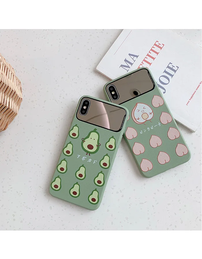 GlamPhoneCase зеркальный чехол для телефона авокадо персик iPhone X XS Max XR Мягкий