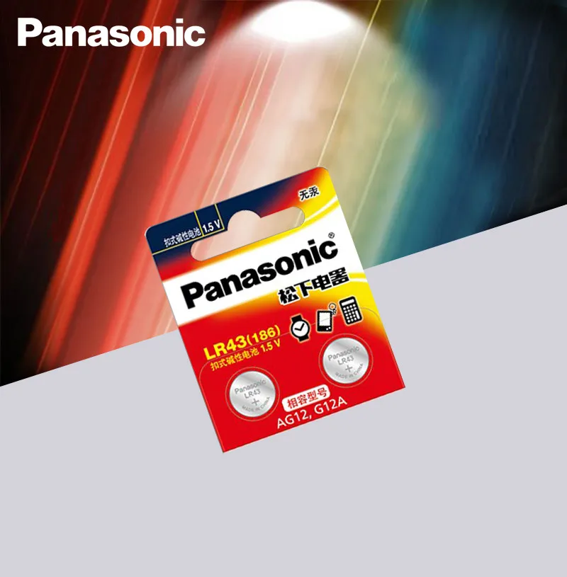 Panasonic 2 шт./лот AG12 LR43 186 0% Hg для часов игрушки 1,5 В щелочные батареи для калькулятора 0% Hg