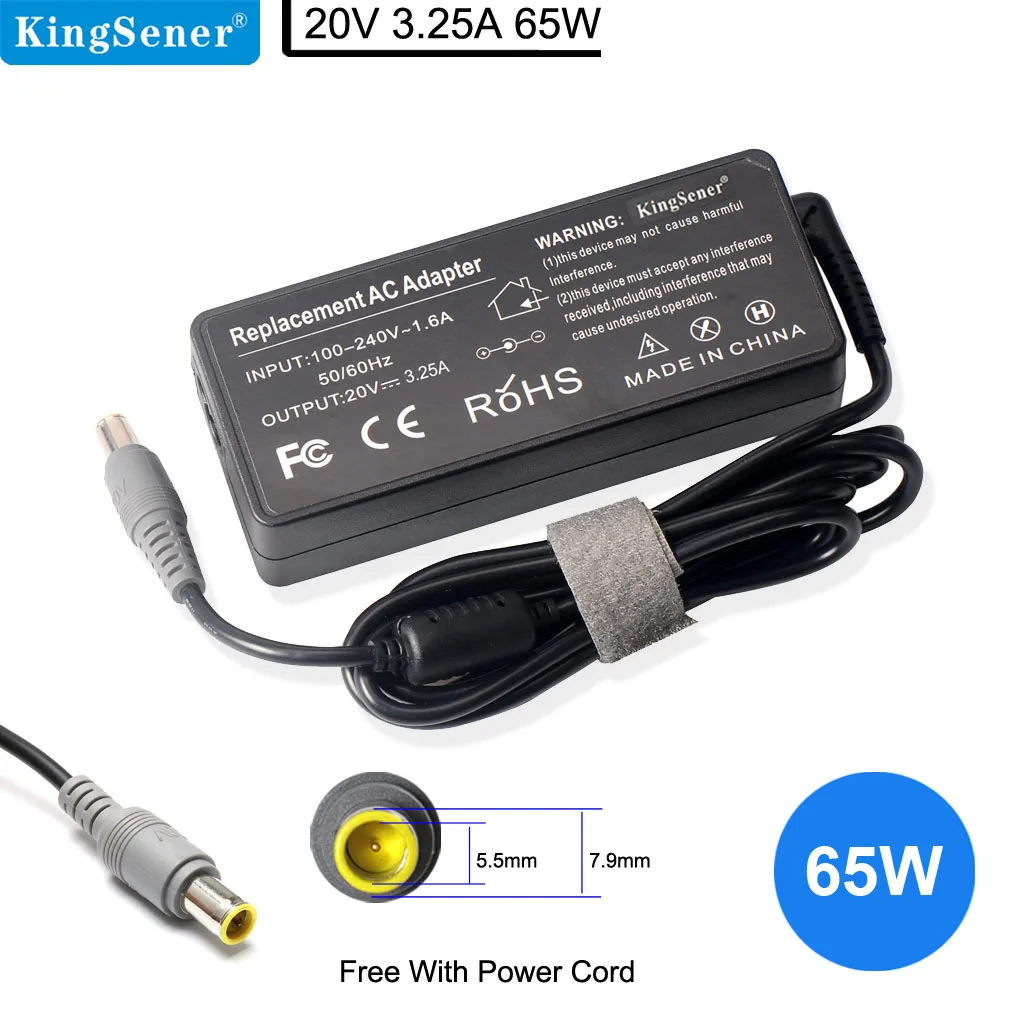 Kingsener 65 Вт 20 в 3 25 а адаптер зарядное устройство для ноутбука Lenovo Thinkpad T400 T410 T420 T420s