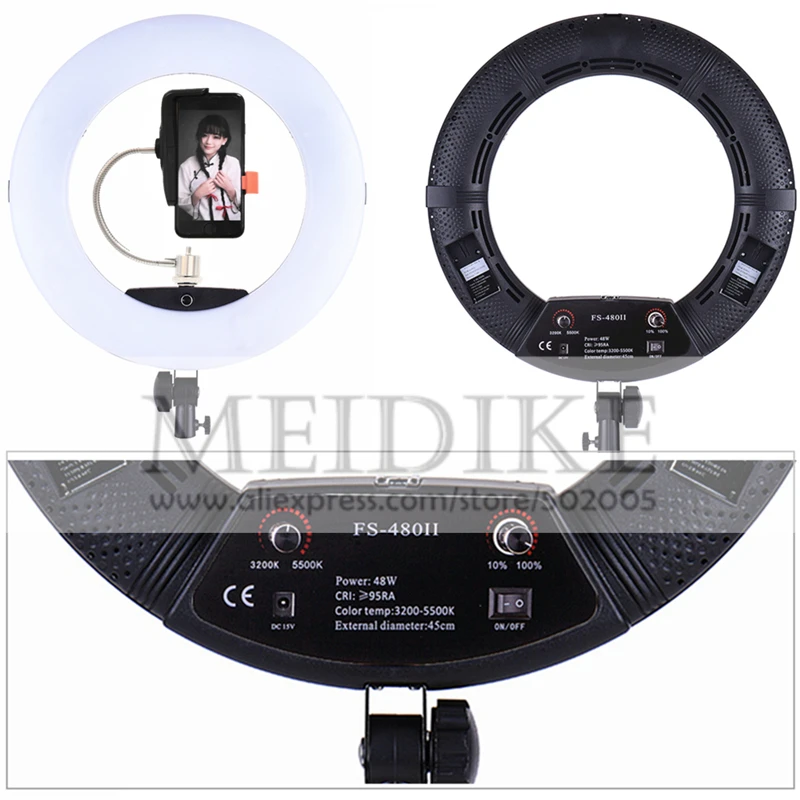 Yidoblo black FS 480II био цвет для салона красоты макияж селфи 48 Вт светодиодный кольцевой