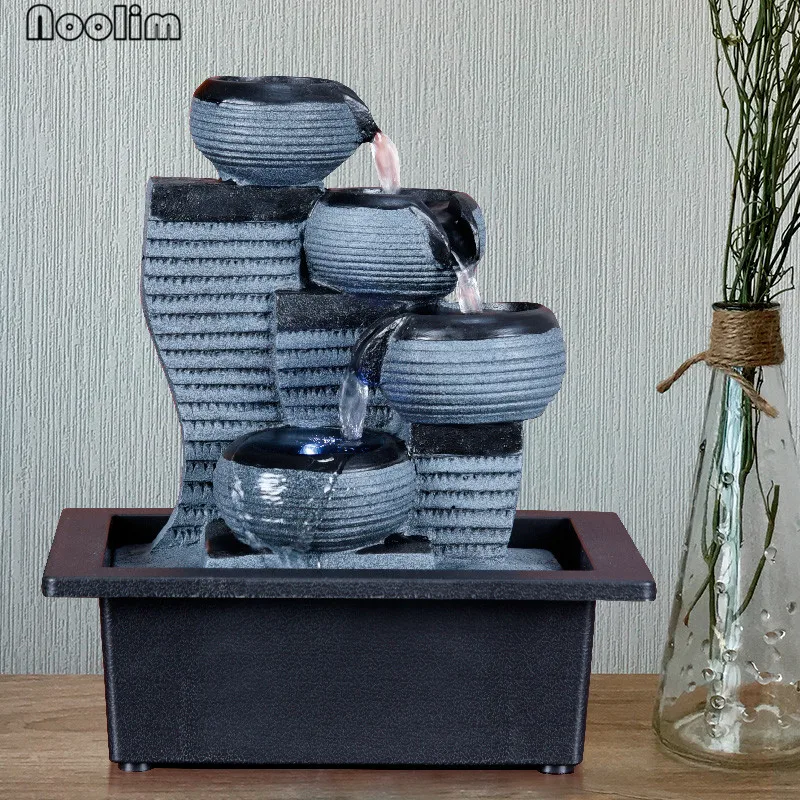 Смоляные фонтаны Rockery с светодиодный светильник фэн шуй колесо для дома и офиса