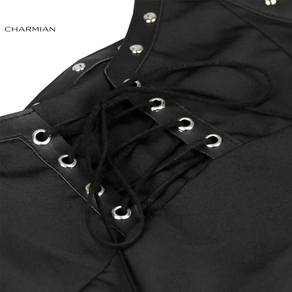 Блузка Charmian Женская с заклепками из искусственной кожи на шнурках коротким