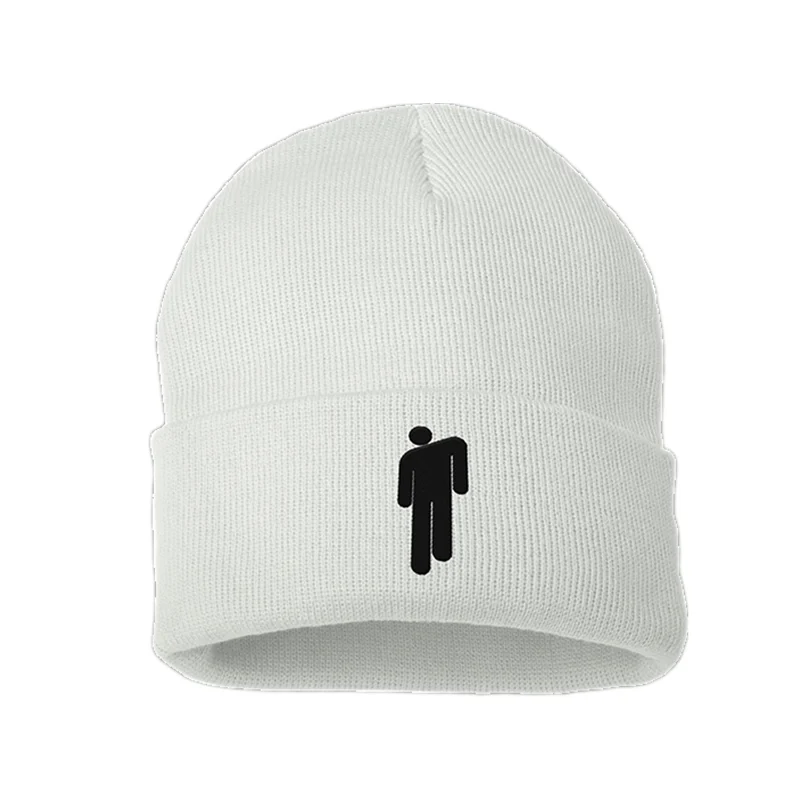 Новинка Billie Eilish Beanie шапка Повседневная зимняя хлопковая шапка для мужчин и женщин Сплошной вязаный берет шапка Прямая поставка - Цвет: White