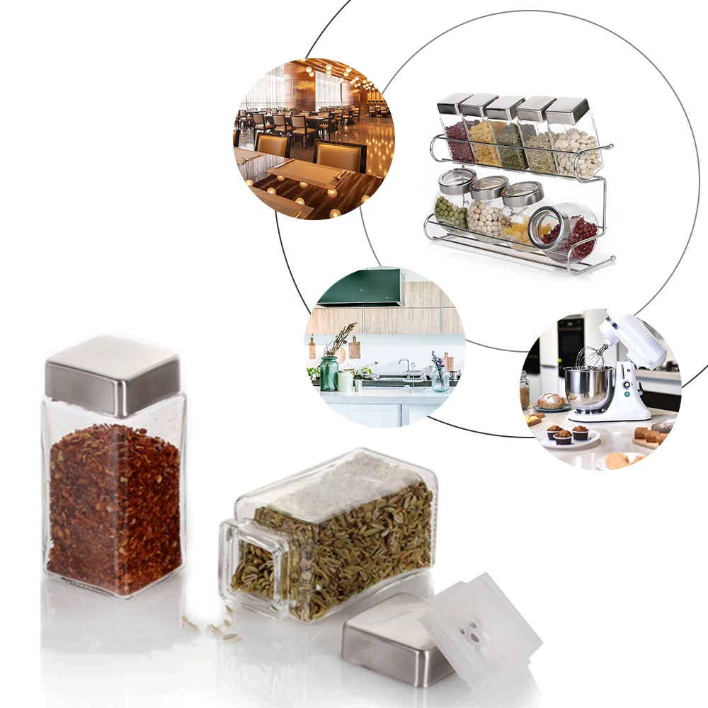 Kitchen Glass Seasoning Bottle Set Cruet Condiment Spice Jar Salt and Pepper Shakers with Shelf kitchen accessories 10pcs/Set #3 | Дом и сад